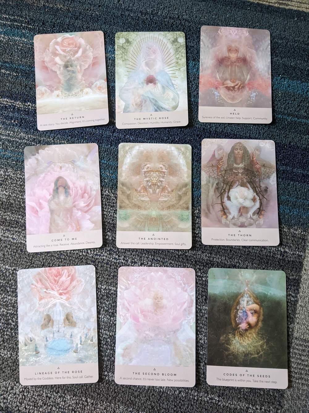 Mystic Rose Oracle Art Card Set - Pastel Pink & Soft Green 55 Cards And Guide